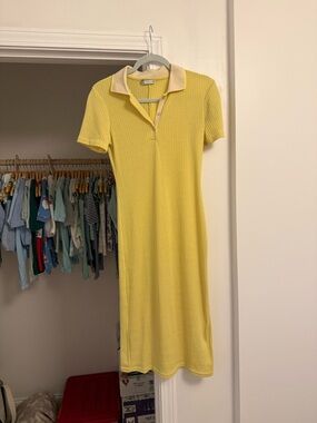 Zara Yellow Ribbed Midi Dress
